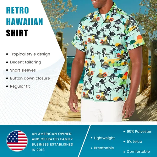 Miniatura 3 de Funny Guy Mugs Mens Hawaiian Print Button Down Short Sleeve Shirt
