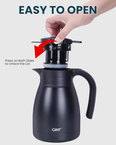 Miniatura 6 de Jarra térmica para café GiNT de 1L / 34Oz, jarras de café de acero inoxidable aisladas para mantener caliente/Jarra térmica de vacío de doble pared