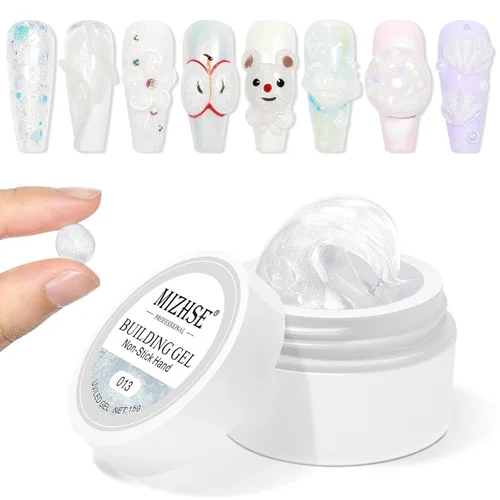 Miniatura 9 de MIZHSE Gel Constructor Claro y Sólido para Uñas, 30g Gel Constructor Duro para Extensión de Uñas Sin Pegamento, Arte de Uñas 3D para Esculpir
