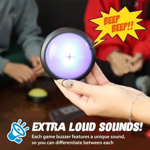 Miniatura 3 de Teacher's Choice Sistema de Botón de Buzzer de Juego para 4 Jugadores con Luz Inalámbrica Muestra al Jugador Ganador Sonidos Fuertes y Únicos