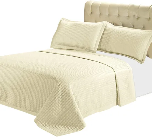 Miniatura 11 de sheetsnthings Juego de colcha acolchada de lujo, 3 piezas de microfibra sin arrugas, cómoda colcha con fundas de almohada a juego (tamaño King, gris)