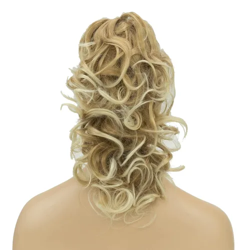Miniatura 4 de IMISSU Extensiones de cabello rizado desordenado, cola de caballo con clip de cola de caballo (rubio playa)