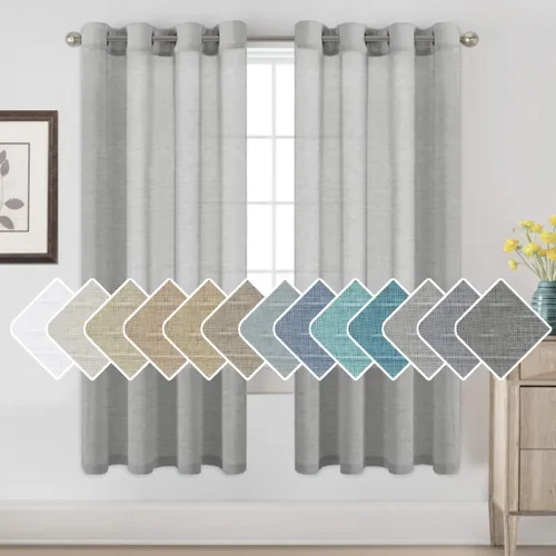 Miniatura 49 de H.VERSAILTEX Cortinas de 96 pulgadas de largo, cortinas de lino/cortinas transparentes de mezcla de lino natural/paneles/cortinas para sala