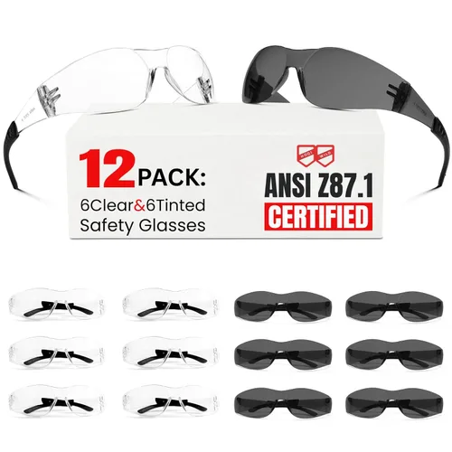 Miniatura 12 de Gafas de seguridad Z87 para hombres y mujeres, paquete de 12 gafas de seguridad con lente resistente a los arañazos y a los impactos, gafas