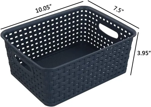 Miniatura 4 de Sandmovie Cestas de almacenamiento de tejido de plástico para cocina y baño, color azul marino, 6 paquetes