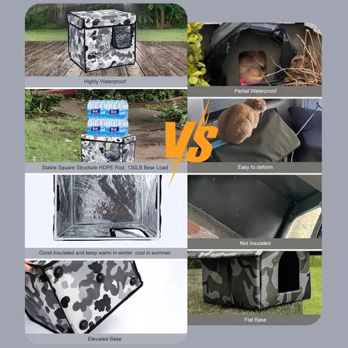 Miniatura 4 de Casa indestructible para gatos al aire libre con puerta de escape de dos caras, aislada y 100% impermeable, exterior resistente a la intemperie