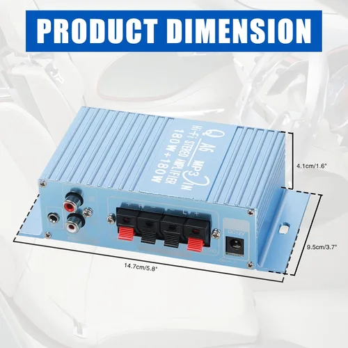 Miniatura 5 de Mini Amplificador de Audio para Coche Amplificador de Audio de 2 Canales Hi-Fi Mini Receptor Estéreo Amplificador con DC 12V-15V 40W para Coches
