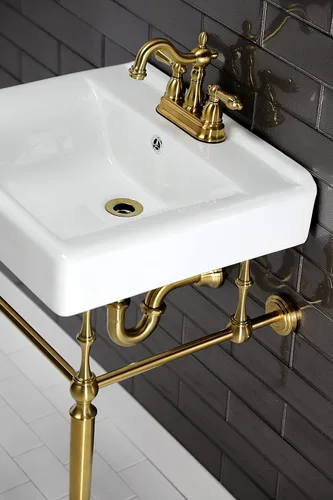 Miniatura 2 de Kingston Brass KVPB2018W47 Fregadero de consola eduardiana, latón cepillado 20 x 18 x 33.56