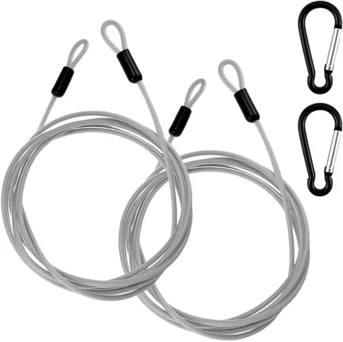 10FT 5mm Stainless Steel Security Cable with Hooks, Steel Coated Braided Double Loop Flexible Wire Rope for Bicycles, Luggage, Gates & Outdoor