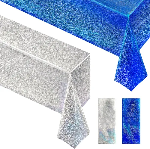 Miniatura 44 de Just Shimmer Mantel holográfico azul claro de 40" x 108" Decoración de fiesta rosa fuerte Día de San Valentín Fiesta de cumpleaños Decoración