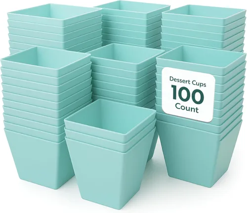 Miniatura 26 de Restaurantware - Tazas Kova de 5 onzas, 100 tazas cuadradas medianas para aperitivo: duradero, desechable, taza de parfait de plástico transparente