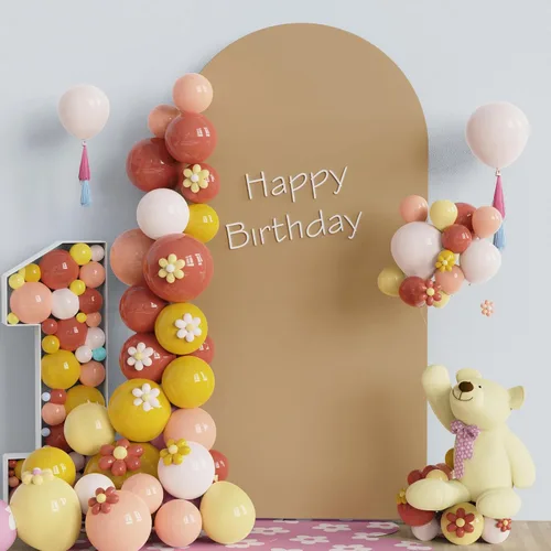 Miniatura 9 de Fomcet Cubierta de Arco de Boda de 6 Pies Beige Spandex Tela Ajustada Cubierta de Telón de Fondo de Arco Parte Superior Redonda Cubiertas de Telón