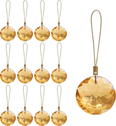Miniatura 10 de 12 piezas de adornos de bolas de Navidad de cristal de vidrio, 1.18" mini redondas prisma de flores, adorno para colgar para árbol de Navidad