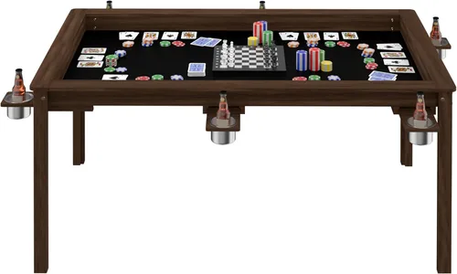 Miniatura 8 de Yardenaler Mesa de Juegos de Mesa de Madera Maciza, Mesa de Juegos y Comedor con Gran Espacio de Juego de 58" x 33" y Superficie Extraíble, Para 4 a
