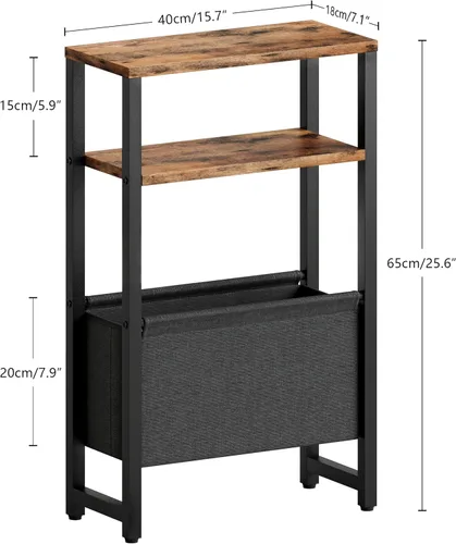 Miniatura 3 de Mesa auxiliar estrecha, mesa auxiliar delgada con estante para revistas, mesa auxiliar para espacios pequeños, mesa auxiliar de 3 niveles para sofá