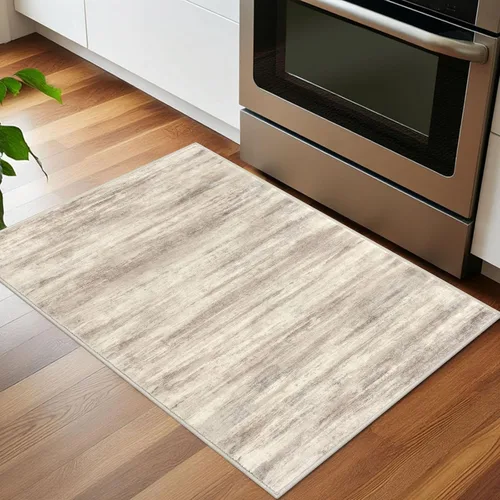 Miniatura 3 de KOZYFLY - Alfombra abstracta moderna para entrada, alfombra lavable para la cocina, 2 x 3 pies, antideslizante y suave, imitación de lana con gris