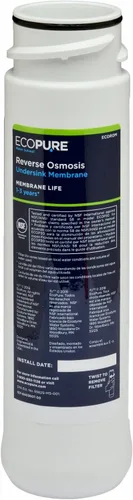 EcoPure ECOROM Reemplazo de Membrana de Ósmosis Inversa – Compatible con ECOP30 y Sistemas Selectos de Kenmore y Brita RO – Filtro Certificado NSF