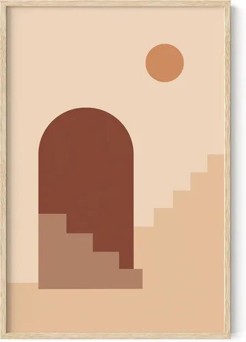 Miniatura 44 de HAUS AND HUES Impresión artística neutra para pared, decoración bohemia de mediados de siglo, arte lineal y diseño geométrico, semicírculo negro