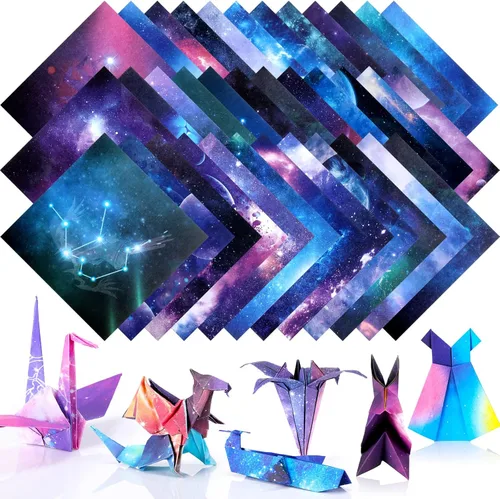 Juego de 150 hojas de papel de origami de doble cara de 6 x 6 pulgadas, hermoso papel de álbum de recortes de cielo galaxia espacio exterior, patrón