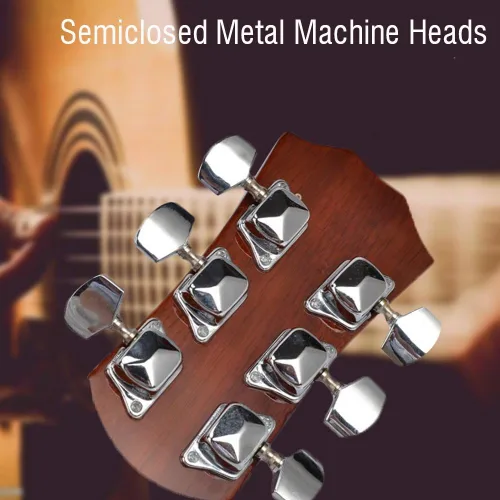 Miniatura 6 de Juego de 6 clavijas de afinación para guitarra plateada, semicerradas, cabezales de máquina 3L3R, con tornillos, clavijas de afinación de guitarra