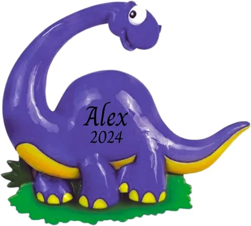 Miniatura 8 de Adorno de árbol de Navidad personalizado 2024 para niños, dinosaurio verde, adorno personalizado de Feliz Navidad, recuerdo de dinosaurio para niños