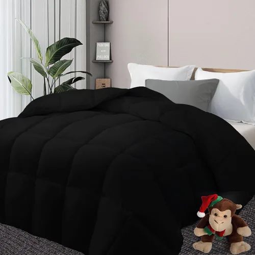 Miniatura 9 de DOWNCOOL Edredones Tamaño Full, Relleno de Edredón, Edredón Negro para Todas las Estaciones, Edredón Ligero, Edredón de Hotel Alternativo de Plumón