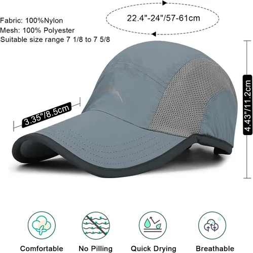 Miniatura 4 de Gorra de béisbol de secado rápido, malla ligera, protección UV para deportes al aire libre