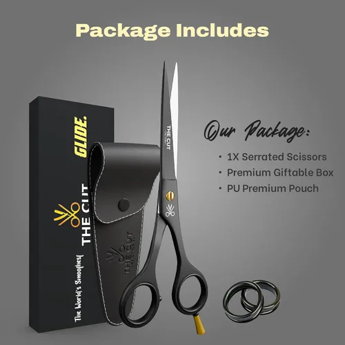 Miniatura 9 de The Cut Factory® Tijeras de Cabello de Lujo Negro Mate de 6.5 Pulgadas – Tijeras de Barbero de Acero de Alto Carbono Ultra Afiladas para Hombres