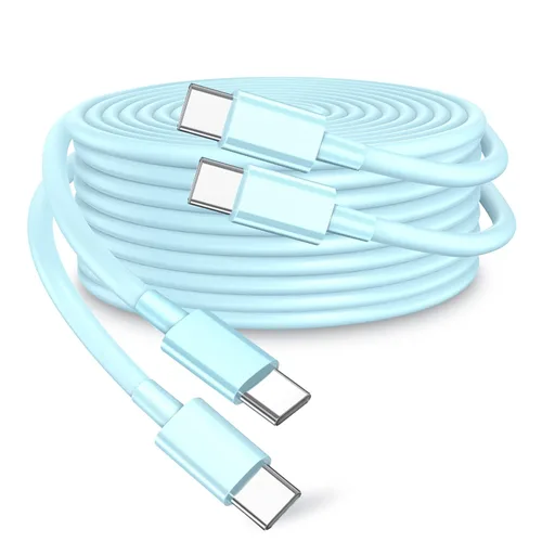 Miniatura 11 de Cable USB C a USB C de 100 W, paquete de 2 unidades de 10 pies, cable USB tipo C a tipo C, cable USB-C compatible con iPhone Blanco