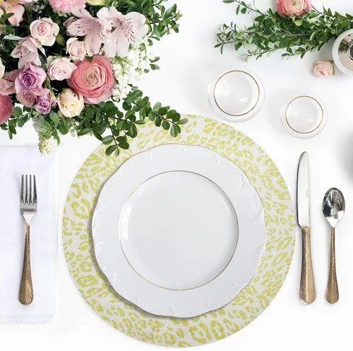 Miniatura 5 de Tapete de placa de PVC amarillo con estampado de leopardo, antideslizante para mesa de comedor para cocina (talla única x 1)
