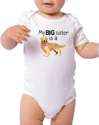Miniatura 2 de My Big Sister is a Golden Retriever Body de bebé personalizado nombre de perro recién nacido ropa infantil bebé camisa familia mascota