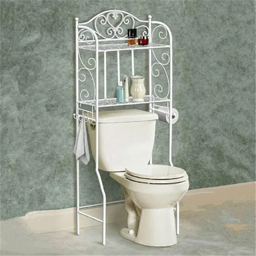 Miniatura 8 de Organizador de baño sobre el inodoro, estante independiente sobre el inodoro con ganchos y estante de papel higiénico, estantes de baño sobre
