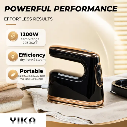 Miniatura 2 de YIKA Vaporizador y Plancha de Ropa 2-en-1, Vaporizador de Tela de Ropa de Mano para Eliminar Arrugas, Depósito de Agua de 300ml, Suela de Aleación