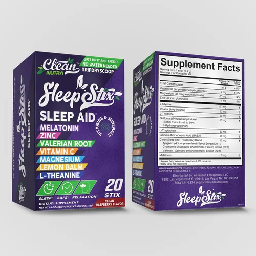 Miniatura 10 de Sleep Aid Melatonina Polvo triptófano glicina raíz de valeriana magnesio para el sueño bálsamo de limón L teanina glicinato de magnesio zinc ayuda