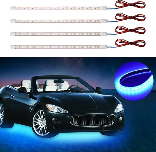 DUOFU365 Tira de luz LED azul, tira de luz exterior impermeable IP68 para automóvil, carrito de golf, luces LED cortables para automóviles,