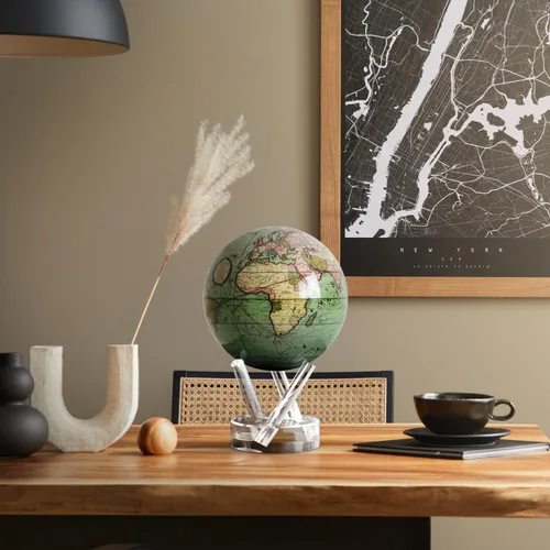 Miniatura 7 de MOVA Globe - Antiguo Cassini Green Classic (4.5 pulgadas) Globo de escritorio giratorio alimentado por energía solar Regalo decorativo clásico
