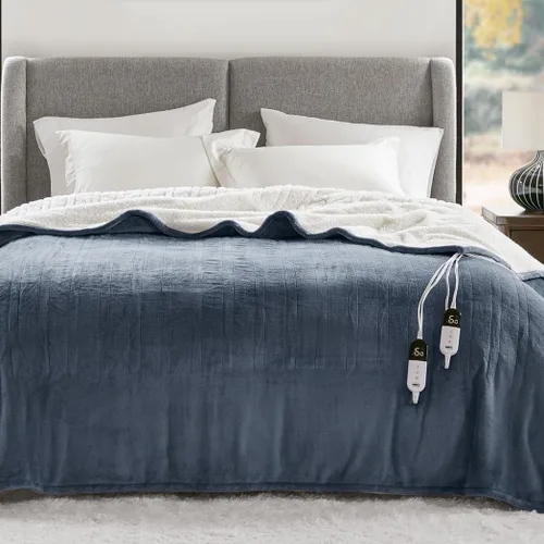 Miniatura 8 de Manta eléctrica Sherpa suave de doble control, tamaño King, mantas calefactoras Lavable 1-10 horas de apagado automático doble zona, 6 ajustes