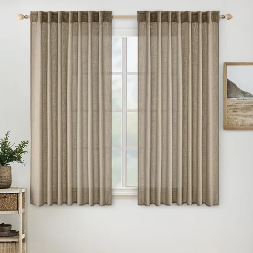 Miniatura 86 de MIULEE Cortinas de lino blanco de 108 pulgadas de largo para dormitorio, sala de estar, cortinas de ventana con textura de lino suave y grueso, Lino