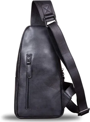 Miniatura 3 de IVTG Bolso bandolera de cuero genuino para hombres y mujeres, bolso cruzado de hombro en el pecho, mochila de senderismo, mochila vintage hecha a