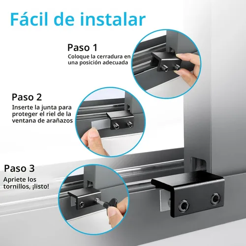 Miniatura 6 de ZRFCXE Cerraduras para Ventanas, Paquete de 8 Cerraduras de Ventana Corrediza con Llave para Puertas de Ventanas Corredizas Verticales y Negro