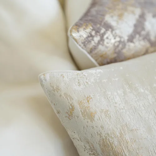 Miniatura 4 de THE-TINOART Fundas de almohada de estilo rústico moderno de 18x18, fundas de almohada decorativas tejidas en jacquard beige y dorado para sofá