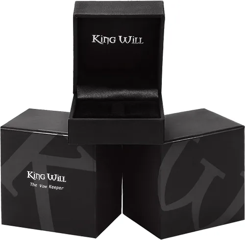 Miniatura 97 de King Will Anillo de boda de carburo de tungsteno para hombre con diseño de ranura, 6/7/0.315 in de ancho, acabado cepillado/pulido para hombre