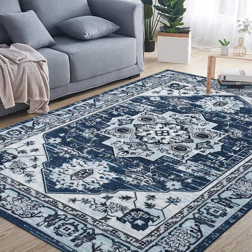 Miniatura 13 de JOLENE.K Alfombra oriental lavable de 6 x 9 pies, suave, con estampado envejecido, vintage, antideslizante, resistente a las manchas, de pelo bajo