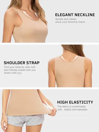 Miniatura 2 de Air Curvey Camiseta sin mangas elástica para mujer, ajuste delgado, paquete de 2-4