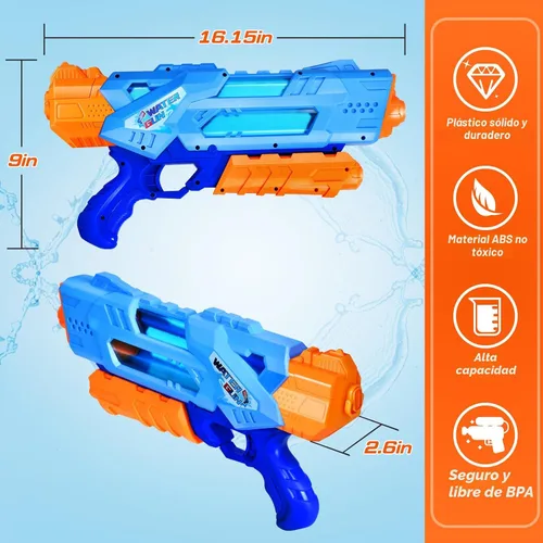 Miniatura 6 de Quanquer Pistolas de agua de 1200 cc para niños y adultos, paquete de 2 súper remojadores de agua con excelente rango, ideas de regalo para verano