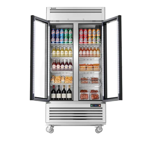 Miniatura 15 de Coolski Congelador comercial con puerta de vidrio individual, 21.8 pies cúbicos congelador vertical para helados y alimentos congelados, estantes