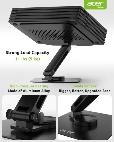 Miniatura 5 de acer Soporte para Laptop para Escritorio - con Base Giratoria de 360°, Elevador Giratorio para Laptop para Escritorio, Soporte Ajustable