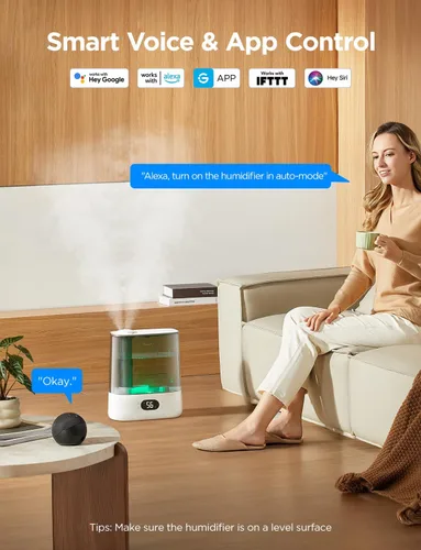 Miniatura 2 de GoveeLife Humidificadores inteligentes para dormitorio, llenado superior de niebla fría de 6 litros para habitación grande, sensor de humedad, modo