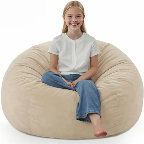 Miniatura 20 de Silla de Puf de 3 Pies, Sillas de Puf Cómodas con Relleno de Espuma Viscoelástica, Sofá de Puf Esponjoso con Funda de Terciopelo Holandés, Sillas