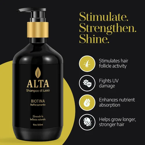 Miniatura 7 de All Goods Alta Strengthening Biotin + Caffeine Shampoo 10oz – DHT Blocker Formula para la pérdida y adelgazamiento del cabello – Champú espesante